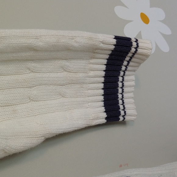 Charlotte Russe White & Navy Preppy Sailor Cotton Button-Down Pocket Cardigan - Picture 8 of 10